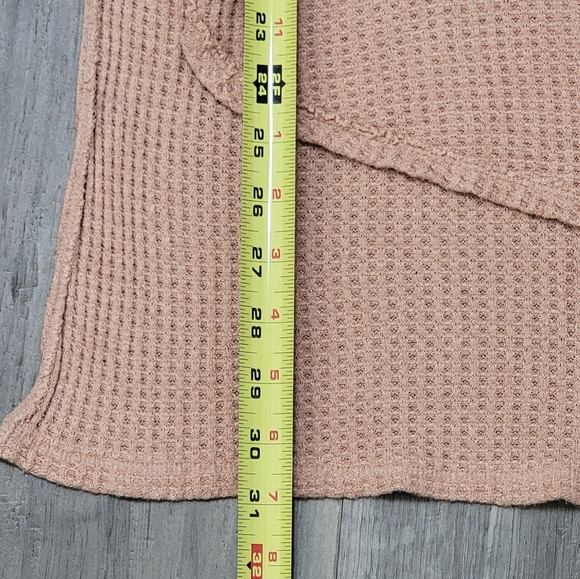 Free People Faded Rose Pink Drippy High Low Tunic Thermal Knit Top - Picture 6 of 12